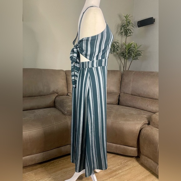 Charlotte Russe Never Worn Green White Striped Sun Dress Sz L Large - Picture 7 of 16